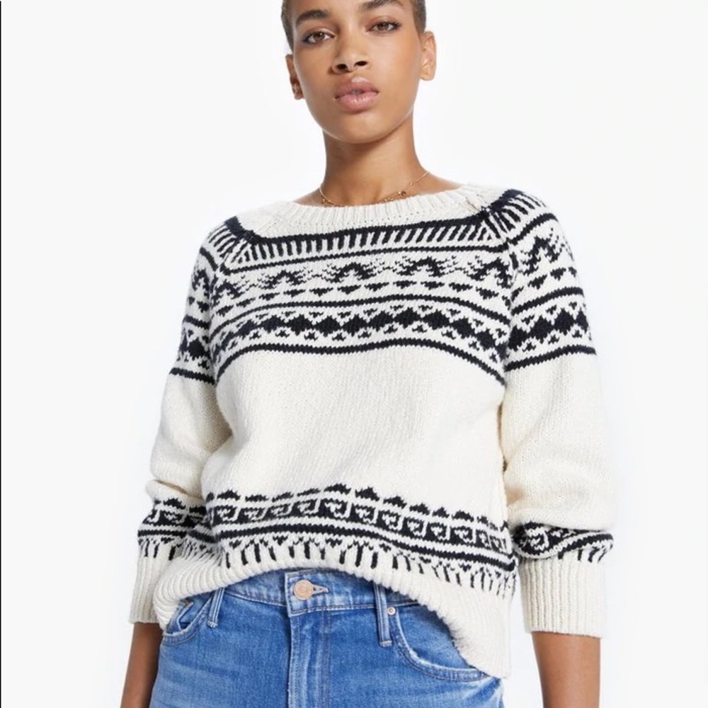 MOTHER Black and White Crew Neck Sweater